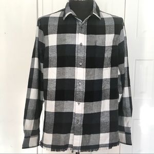 FRAME men’s black & white flannel shirt XL